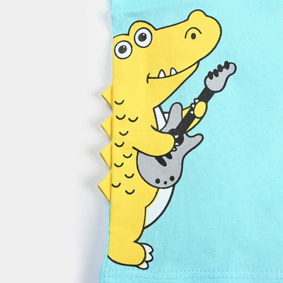 Infant Boys Cotton Jersey T-Shirt Crocodile | T. Turquoise