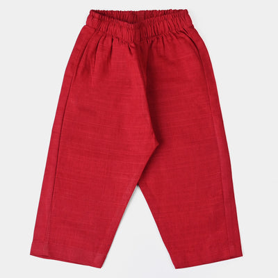 Infant Boys Cotton Slub 3 Piece Suit -Reddish