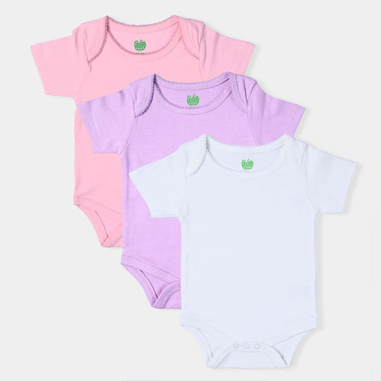 Pack Of 3 Infant Girls Cotton Interlock Rompers Basic