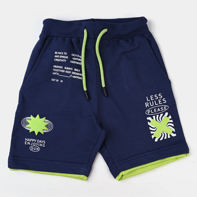 Boys Cotton Terry Knitted Short Less Rules-True Navy