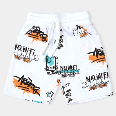 Boys Knitted Cotton Terry Short No Wifi-White