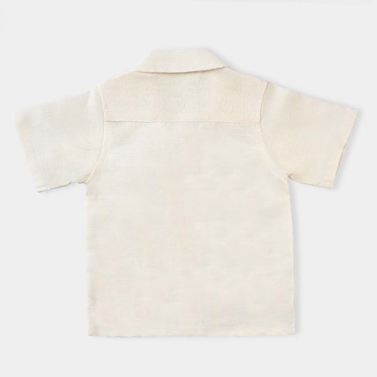Infant Boys Cotton Slub Casual Shirt (Lion King)-BEIGE