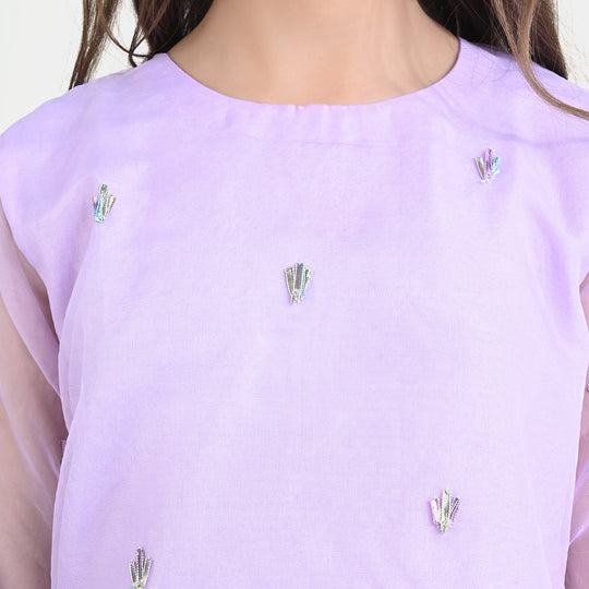 Girls Raw Silk 3PCs Suit Gotta Work - Lilac