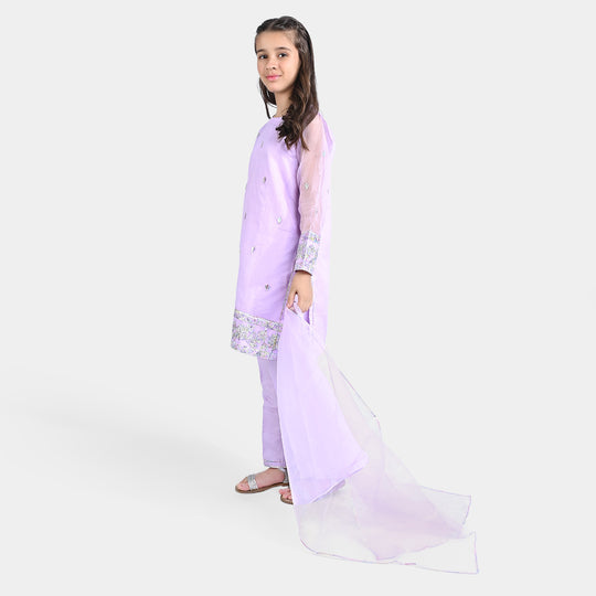 Girls Raw Silk 3PCs Suit Gotta Work - Lilac