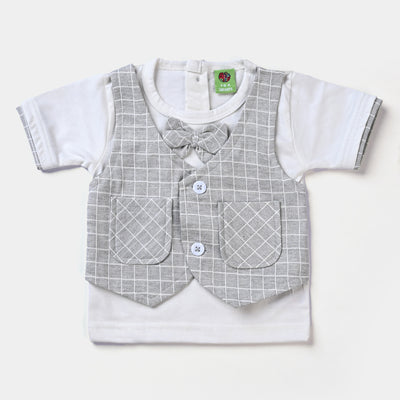 Infant Boys 2 PC Suit Knitted Square-GREY