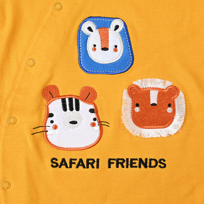 Infant Boys Cotton Interlock Knitted Romper Safari Friend-Citrus