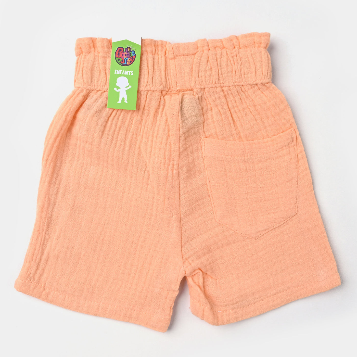 Infant Girls Cotton Short Seersucker-Peach