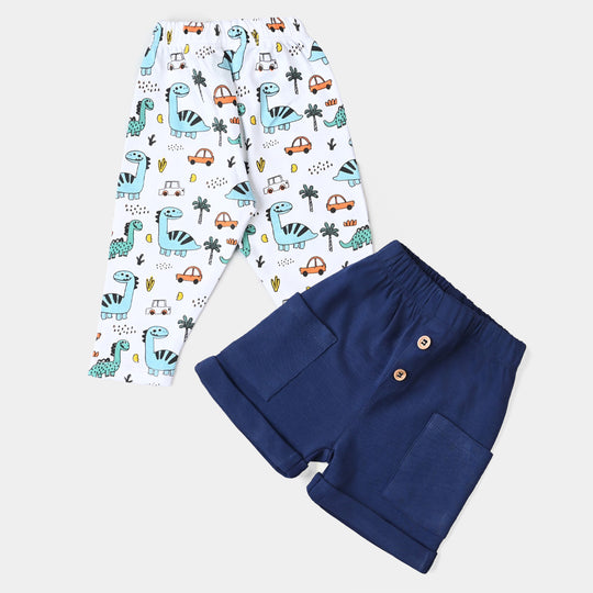 Infant Boys Cotton Jersey 2 Piece Set Dinosaurs-True Navy