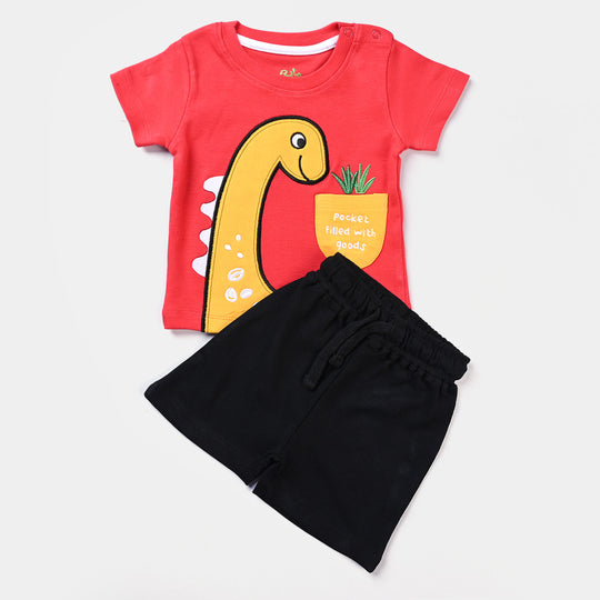 Infant Boys Cotton Jersey Knitted Suit Dinosaur-F.Scarlet