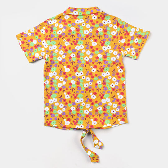 Girls Jersey Terry 2-Piece Suit Floral-Citrus