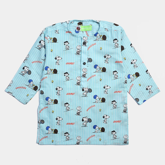 Infant Boys Cotton Poplin Printed Kurta-L/BLUE