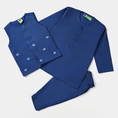 Infant Boys 3 Piece Suit (Abstract Fish)-Blue