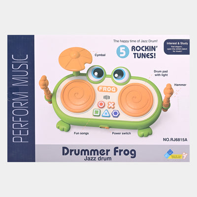 Drummer Frog With Light & Music For Kids