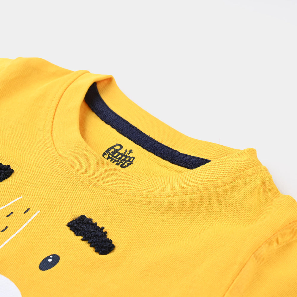 Infant Boys Cotton Terry Round Neck T-Shirt Tiger- Yellow
