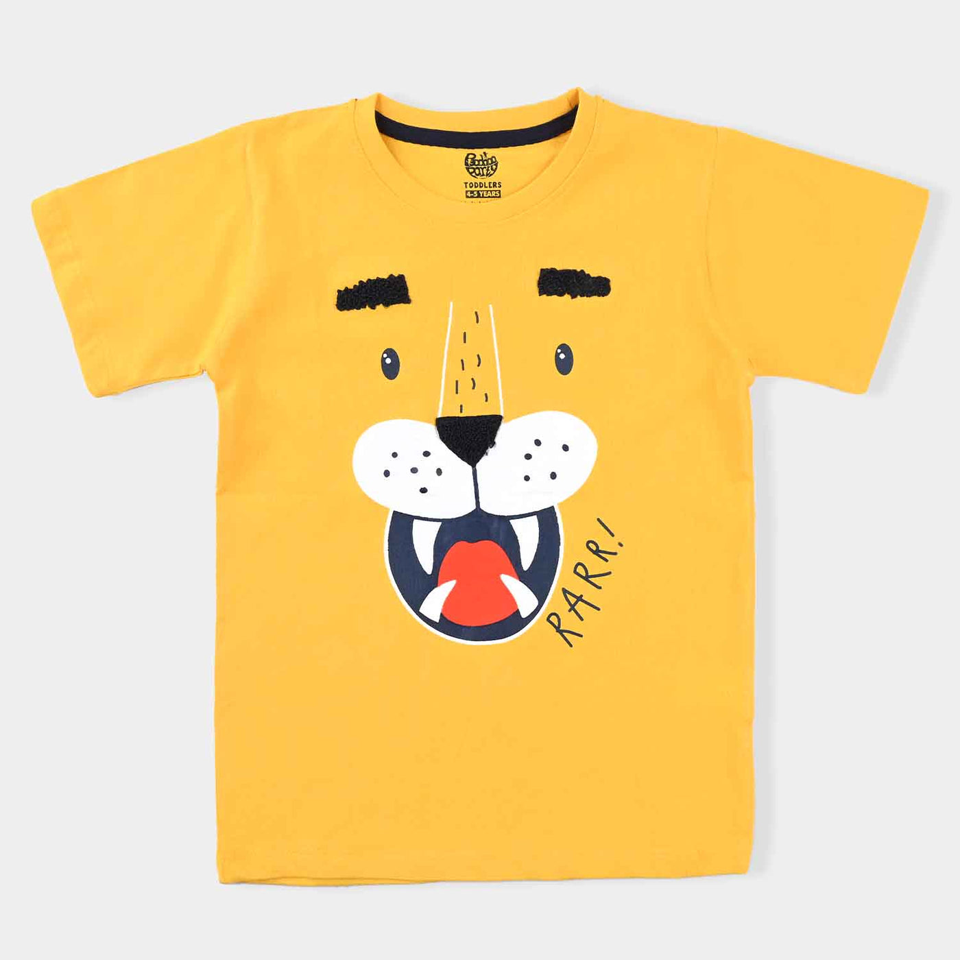 Boys Cotton Terry T-Shirt H/S Tiger- Yellow