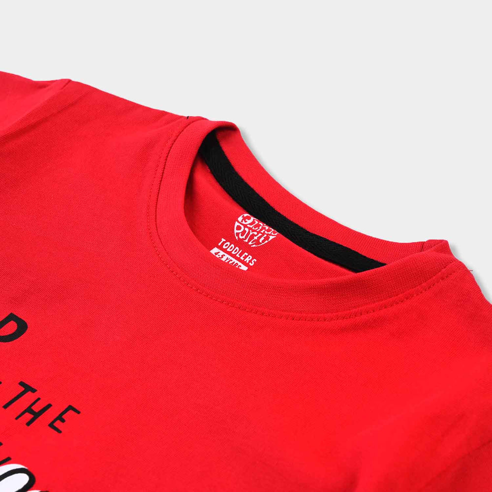 Boys Cotton Terry T-Shirt H/S Up In The Clouds-Fiery Red