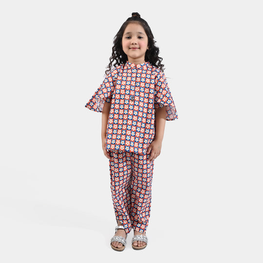 Girls Cotton Poplin Co-ord Set Aster-Multi