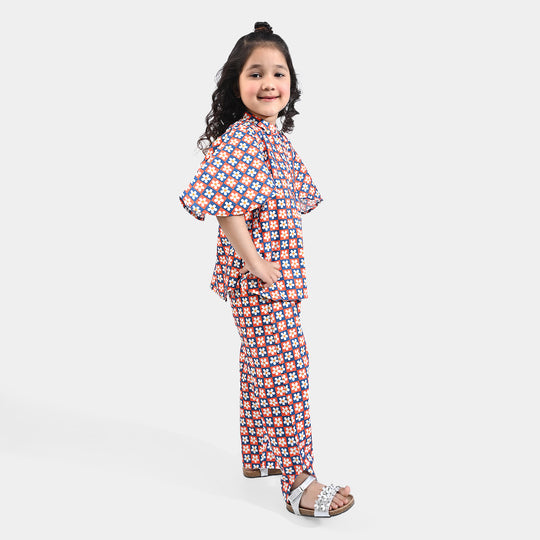 Girls Cotton Poplin Co-ord Set Aster-Multi