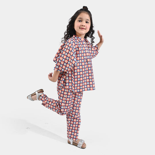 Girls Cotton Poplin Co-ord Set Aster-Multi