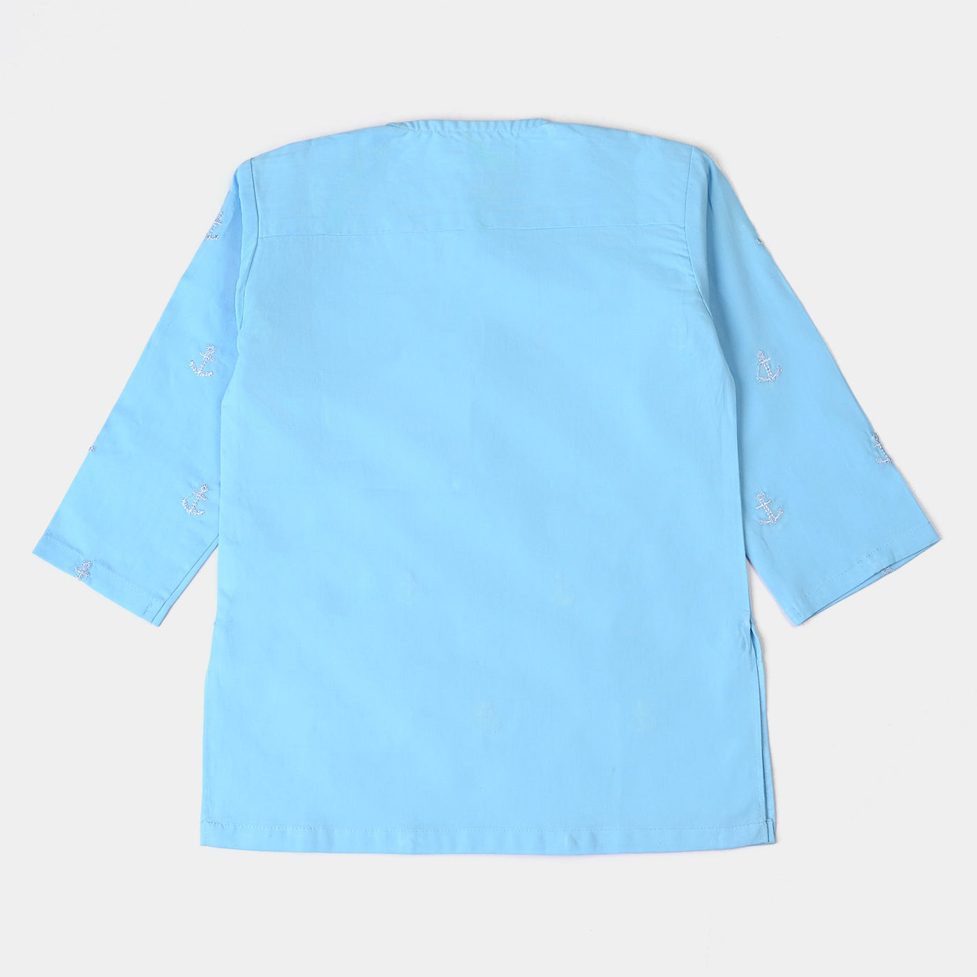 Infant Boys Cotton Slub 3 Piece Suit (Light House)-L/BLUE