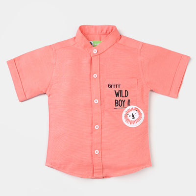 Infant Boys Cotton Slub Basic Casual Shirt (Lion)-D.Flower
