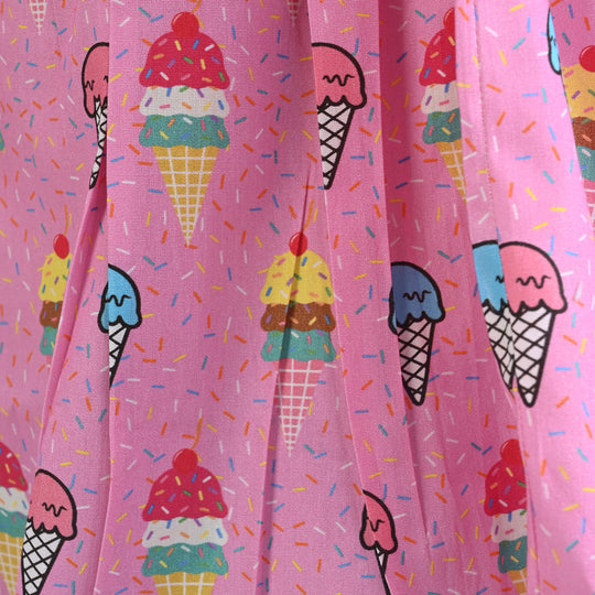 Girls Cotton Poplin Casual Frock Lovely Cones-Pink