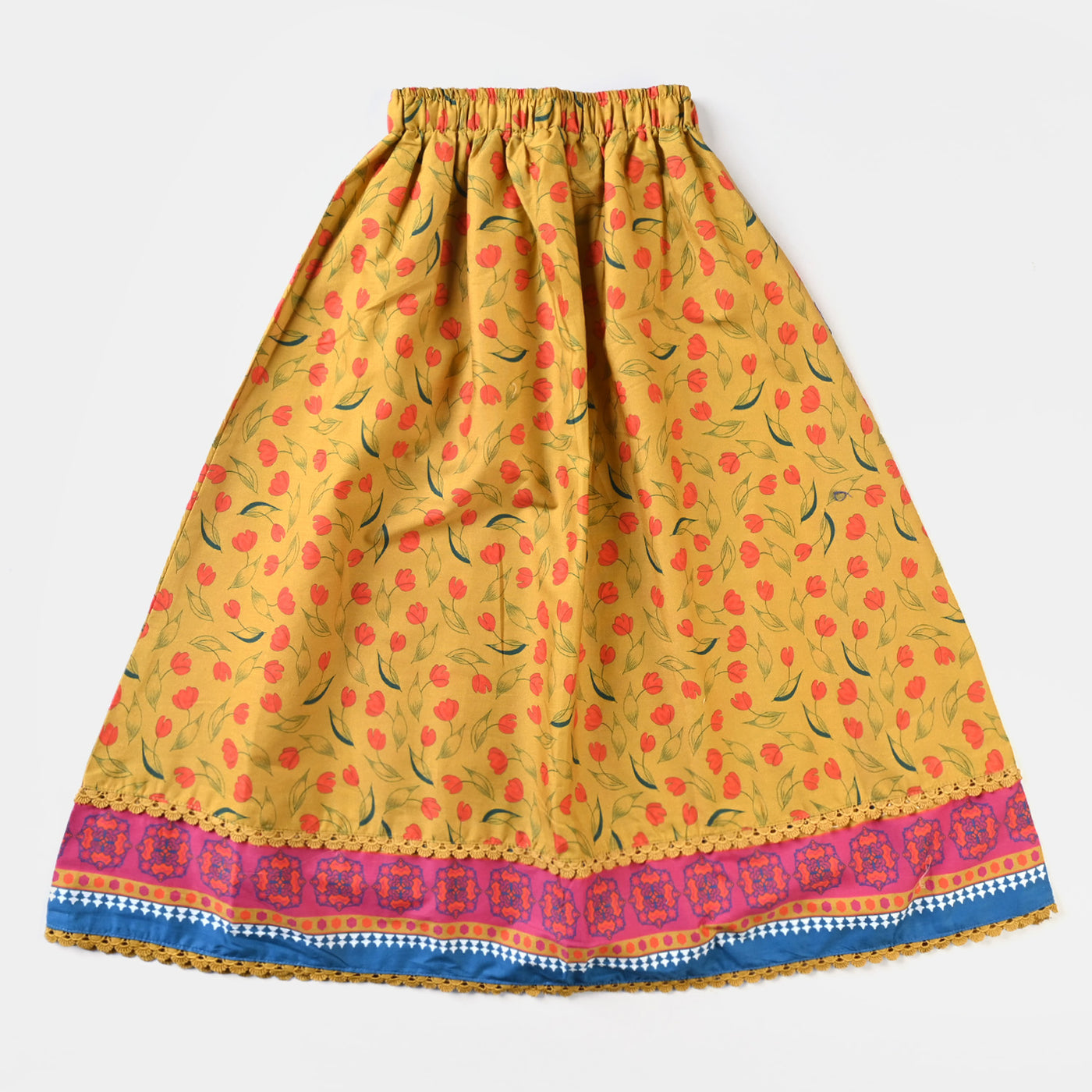 Girls Cotton Poplin Long Skirt Butter Cup-Mustard