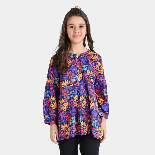 Girls Viscose Casual Top Floral Bucket-Multi