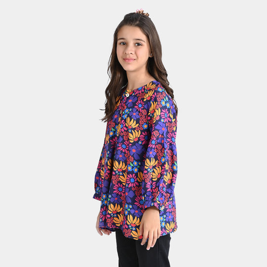 Girls Viscose Casual Top Floral Bucket-Multi