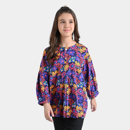 Girls Viscose Casual Top Floral Bucket-Multi