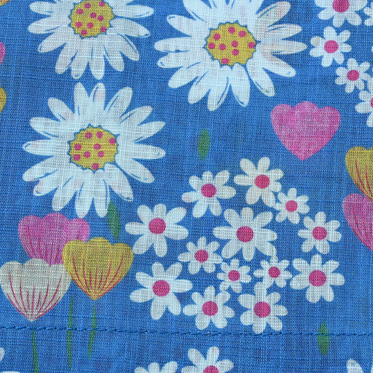 Girls Cotton Slub-2PCs Suit White Flowers-Blue