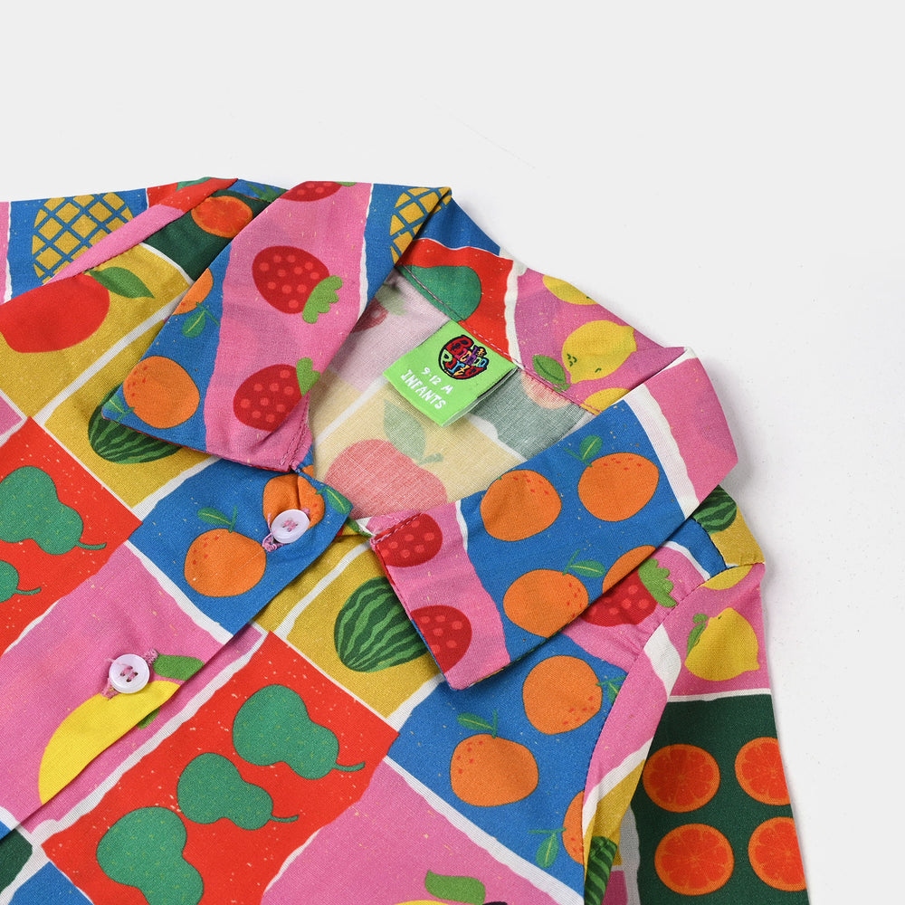 Infant Girls Cotton Poplin Casual Top Fruits Gala-Multi