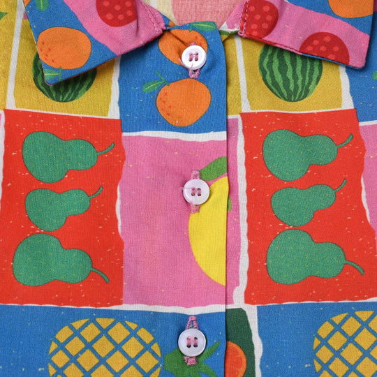 Infant Girls Cotton Poplin Casual Top Fruits Gala-Multi
