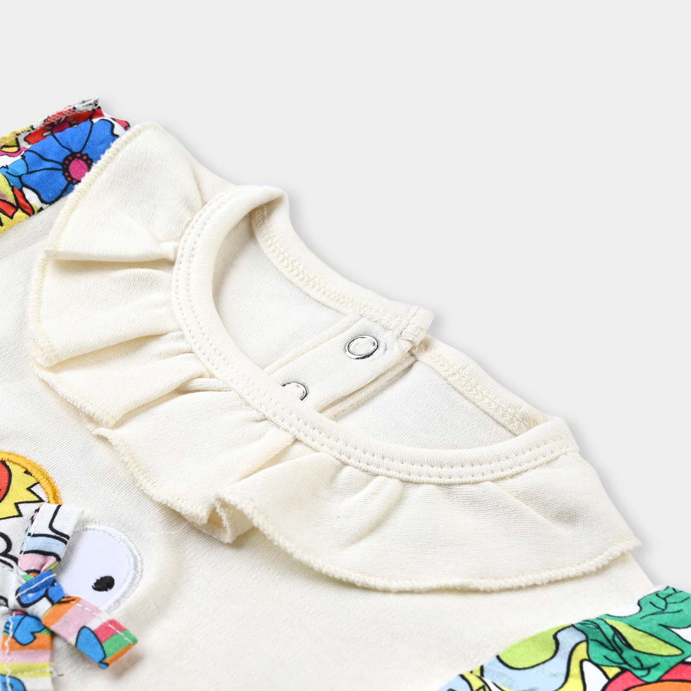 Infant Girls Cotton Interlock Knitted Romper- White