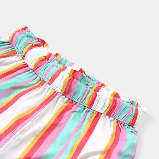 Girls Viscose Short Striper-Printed