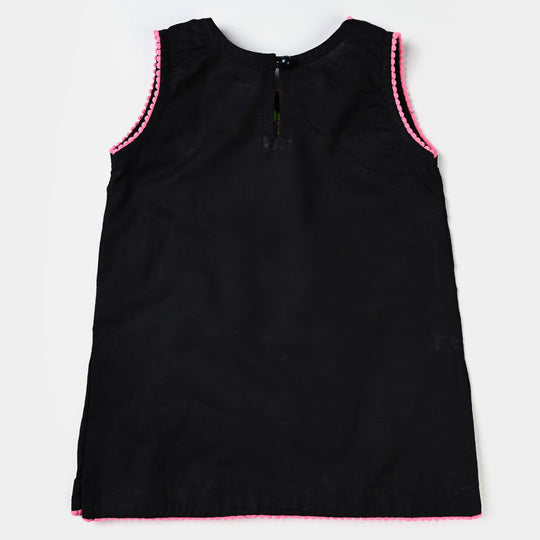 Infant Girls Cotton Slub EMB 2PCs Little Fishes-BLACK