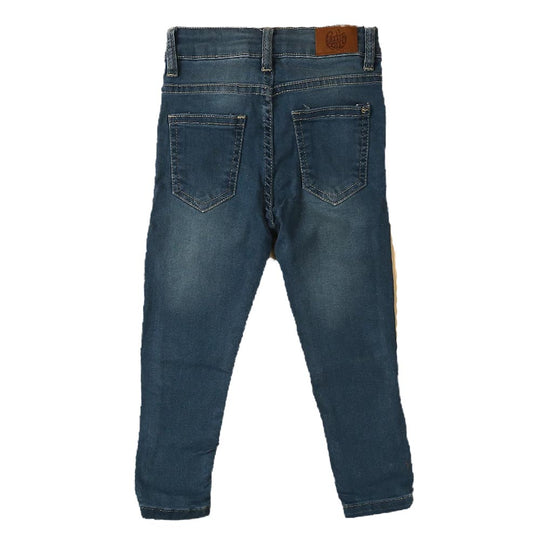 Autumn Leaves Denim Pant For Girls - Ice Blue