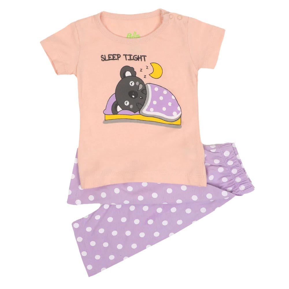 Infant Girls Knitted Night Suit SLEEP TIGHT - Pearl