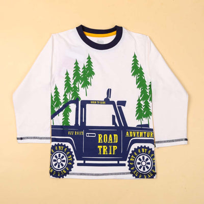 Road Trip T-Shirt For Boys - White