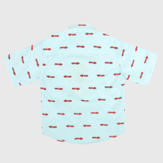 Infant Boys Casual Shirt Aop Cars - Sea Green