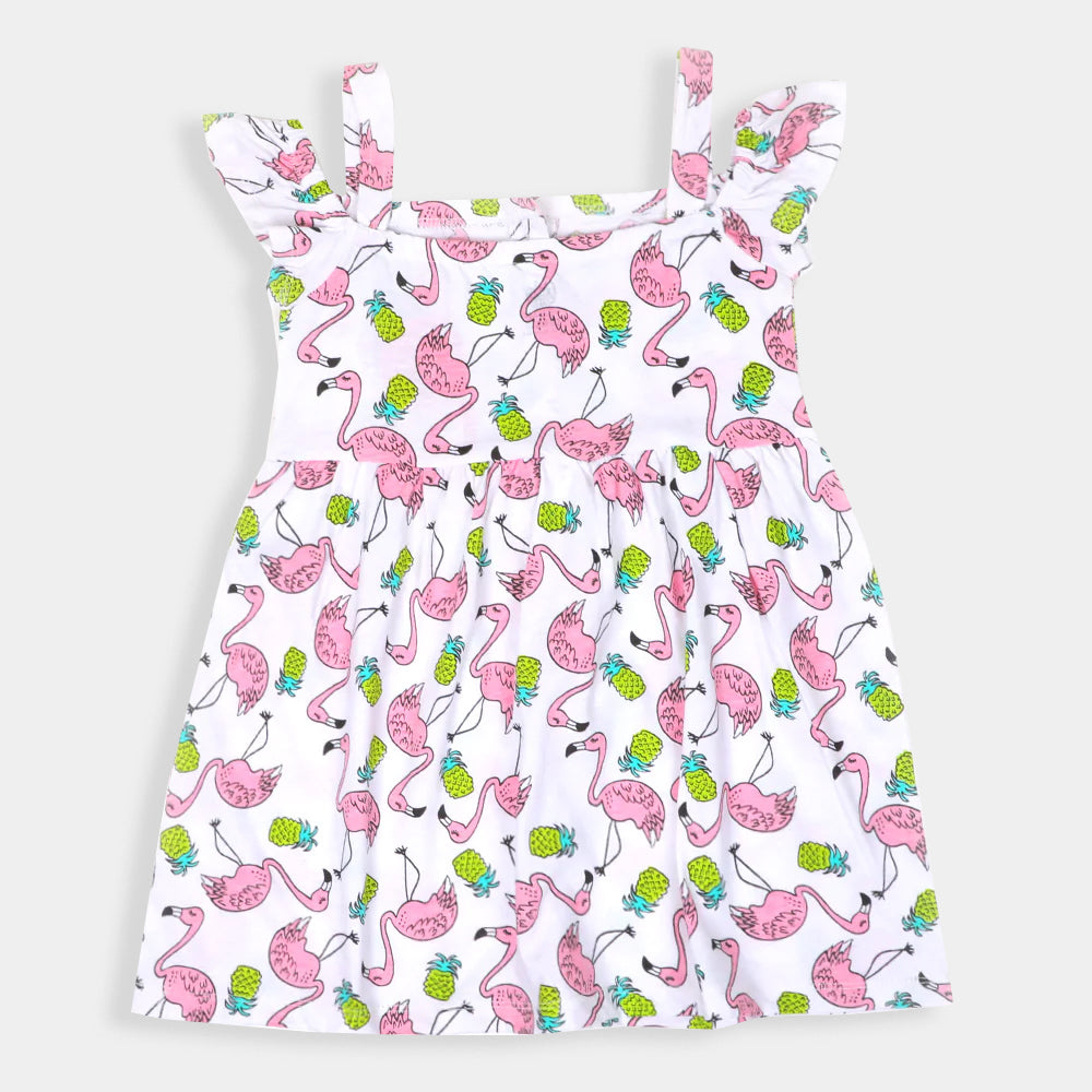 Girls Frock Printed Flamingo -Printed For Price in Pakistan