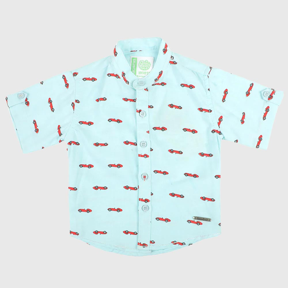 Infant Boys Casual Shirt Aop Cars - Sea Green