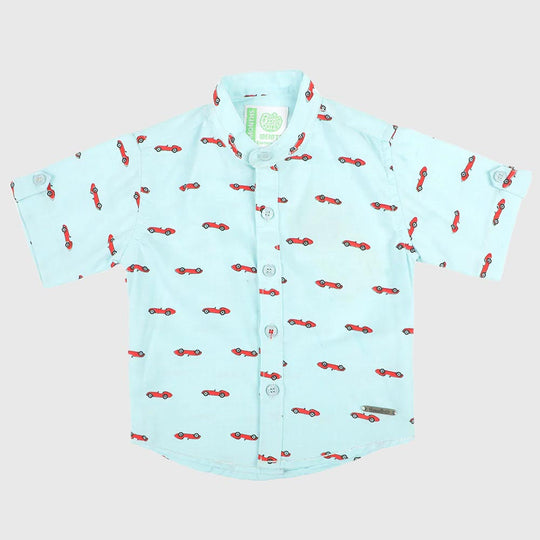 Infant Boys Casual Shirt Aop Cars - Sea Green