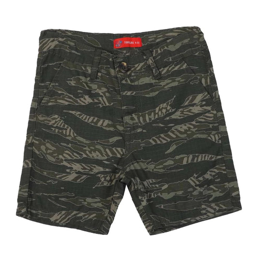 Boys Short Cotton Camo Print - Olive