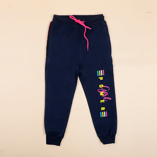 Girls Power Terry Pajama For Girls - Navy
