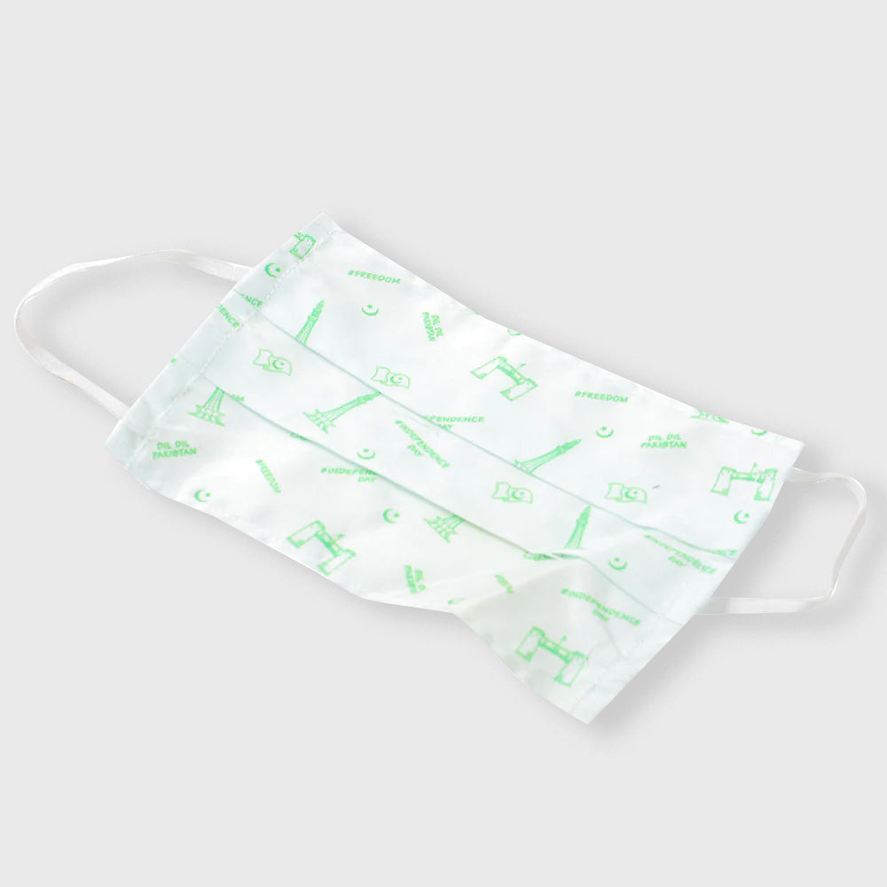 Independence Day Printed Face Mask - White