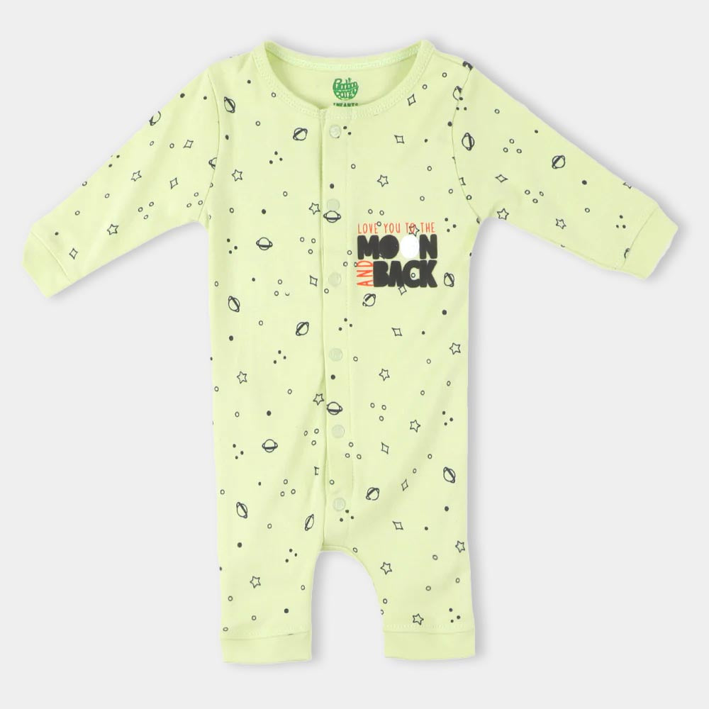 Infant Boys Knitted Romper Moon & Back - LIME CREAM