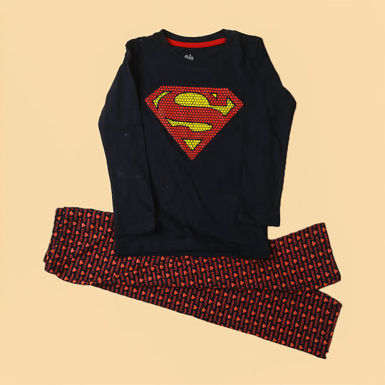 Character Night Suit For Boys - Navy