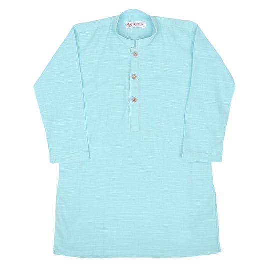 Boys Basic Kurta Slub - Aqua