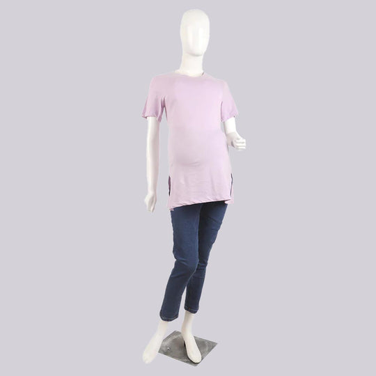 Women's Maternity V Neck T-Shirt - Light Purple